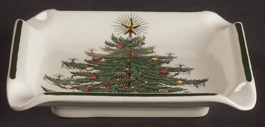 Christmas Tree (Wide Green Band) 4" Rectangular Ashtray by Cuthbertson-1