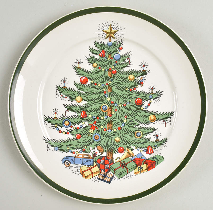 Christmas Tree (Wide Green Band) Salad Plate by Cuthbertson-1