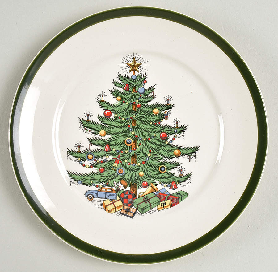 Christmas Tree (Wide Green Band) Bread & Butter Plate by Cuthbertson-1