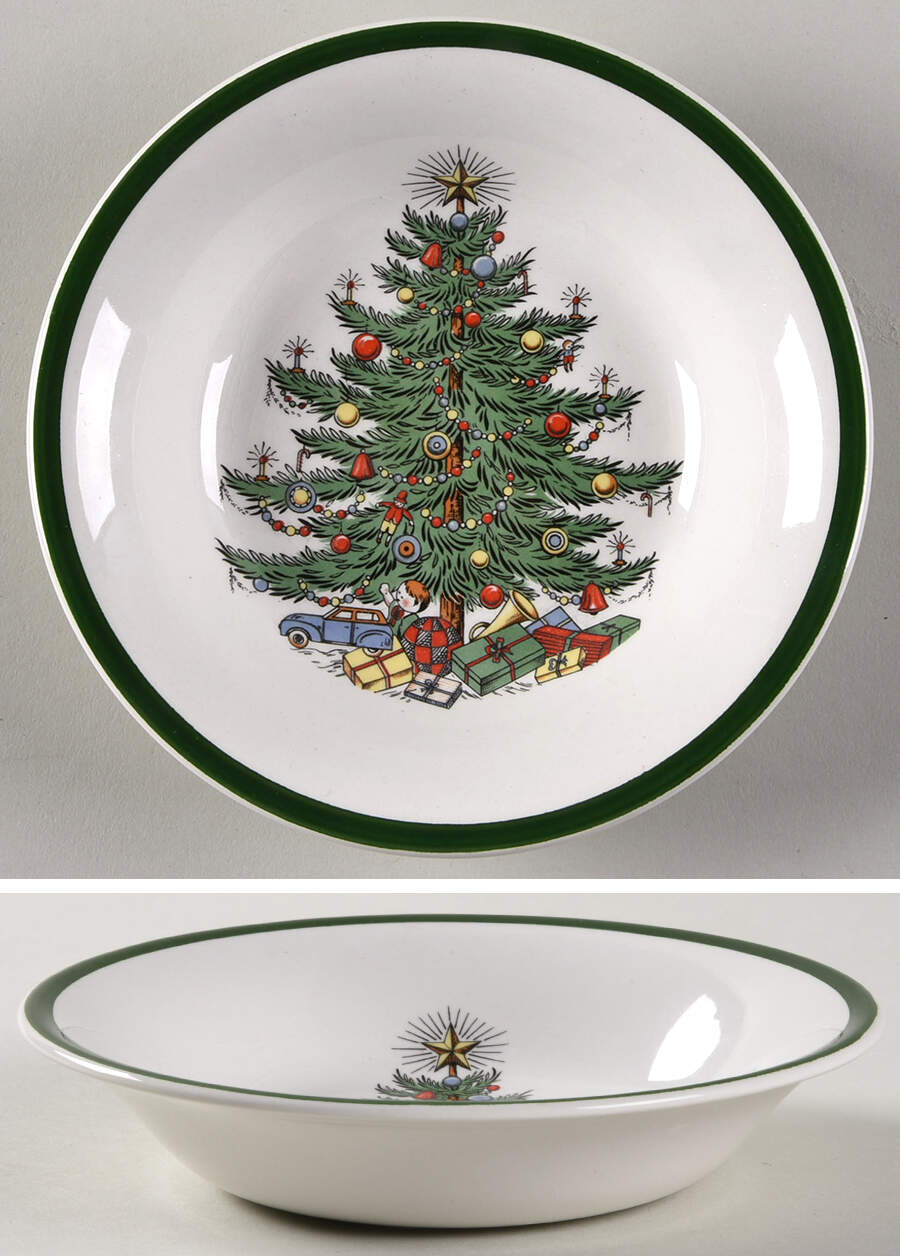 Christmas Tree (Wide Green Band) Fruit/Dessert (Sauce) Bowl by Cuthbertson-1
