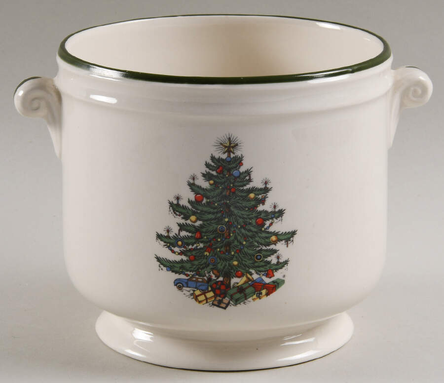 Christmas Tree (Wide Green Band) Small Cachepot by Cuthbertson-1
