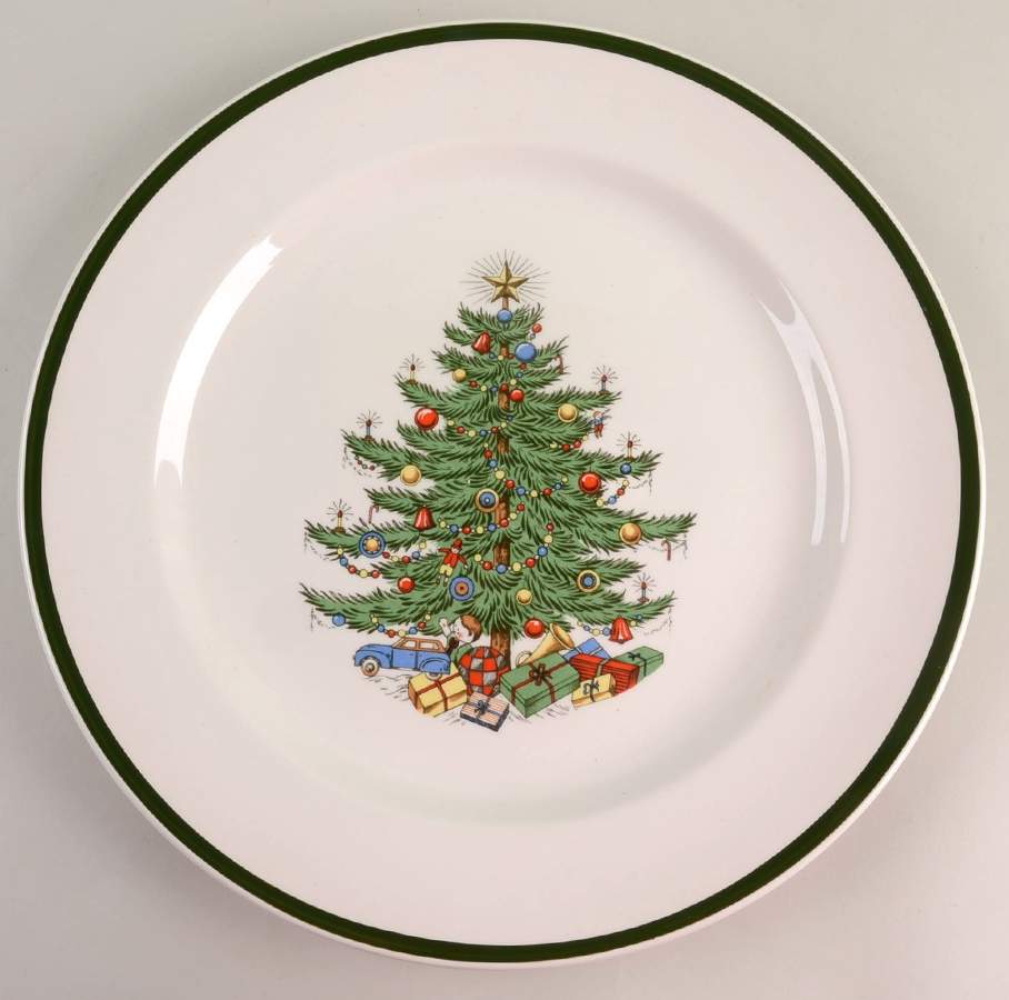 Christmas Tree (Wide Green Band) 13" Chop Plate (Round Platter) by Cuthbertson-1