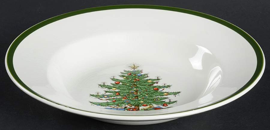 Christmas Tree (Wide Green Band) Rim Soup Bowl by Cuthbertson-1