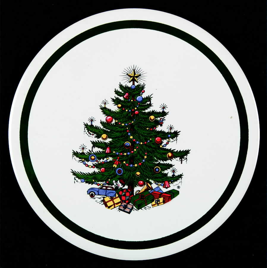 Christmas Tree (Wide Green Band) Round Cork Back Trivet by Cuthbertson-1