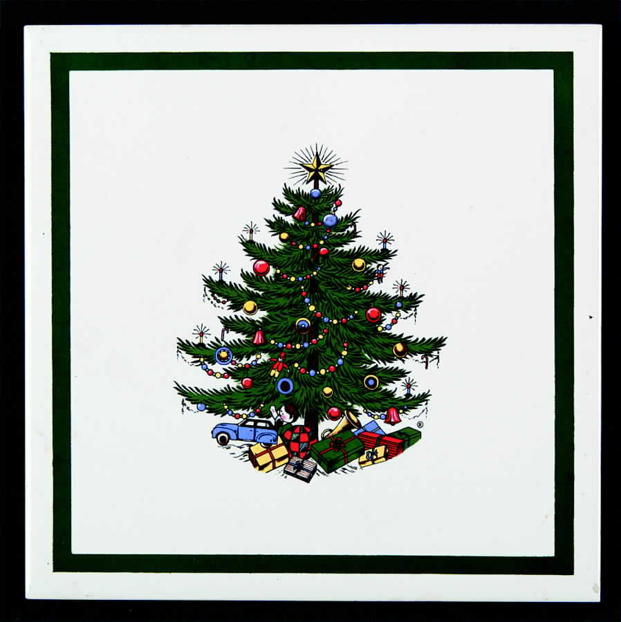 Christmas Tree (Wide Green Band) Square Cork Back Trivet by Cuthbertson-1