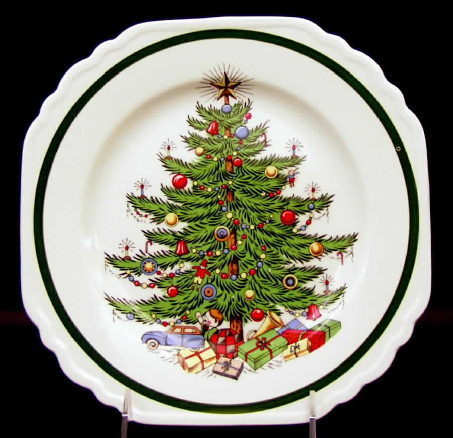 Christmas Tree (Wide Green Band) Square Luncheon Plate by Cuthbertson-1