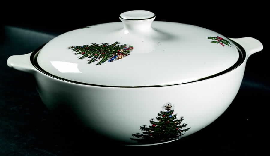 Christmas Tree (Wide Green Band) Round Covered Vegetable by Cuthbertson-1
