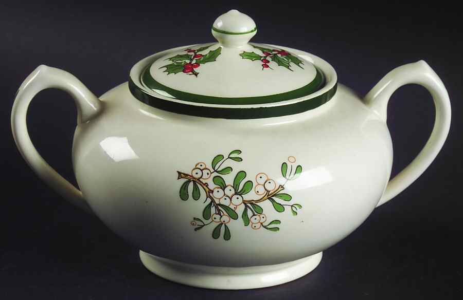 Christmas Tree (Wide Green Band) Sugar Bowl & Lid by Cuthbertson-1