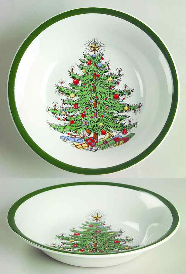 Christmas Tree (Wide Green Band) Fruit/Dessert (Sauce) Bowl by Cuthbertson-1