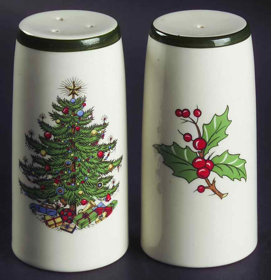 Christmas Tree (Wide Green Band) Salt & Pepper Set by Cuthbertson-1