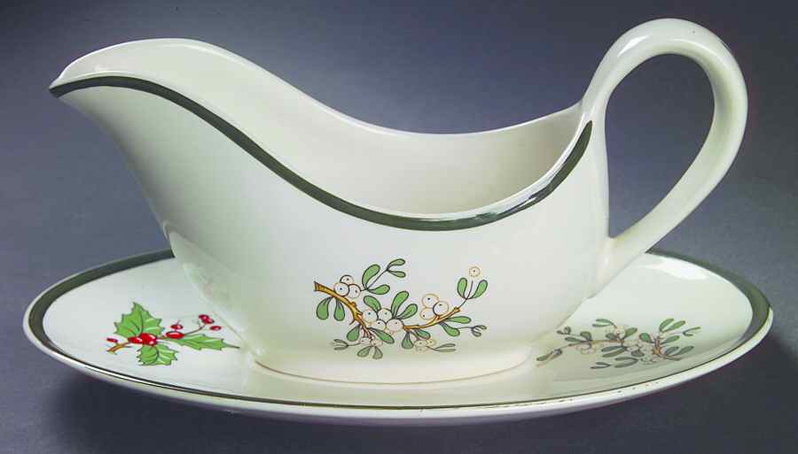 Christmas Tree (Wide Green Band) Gravy Boat & Underplate by Cuthbertson-1