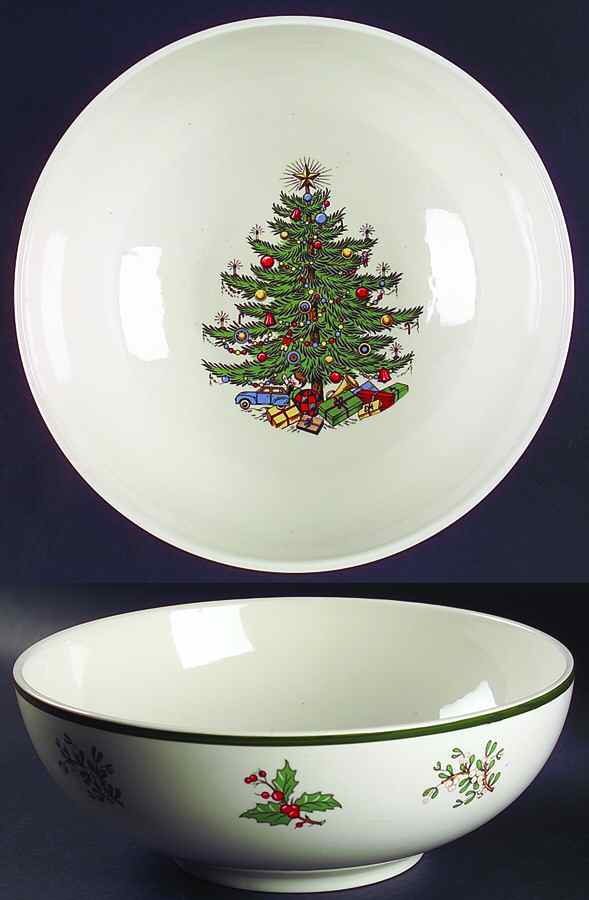 Christmas Tree (Wide Green Band) 11" Large Salad Serving Bowl by Cuthbertson-1