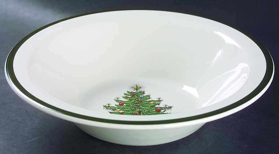 Christmas Tree (Wide Green Band) 9" Round Vegetable Bowl by Cuthbertson-1
