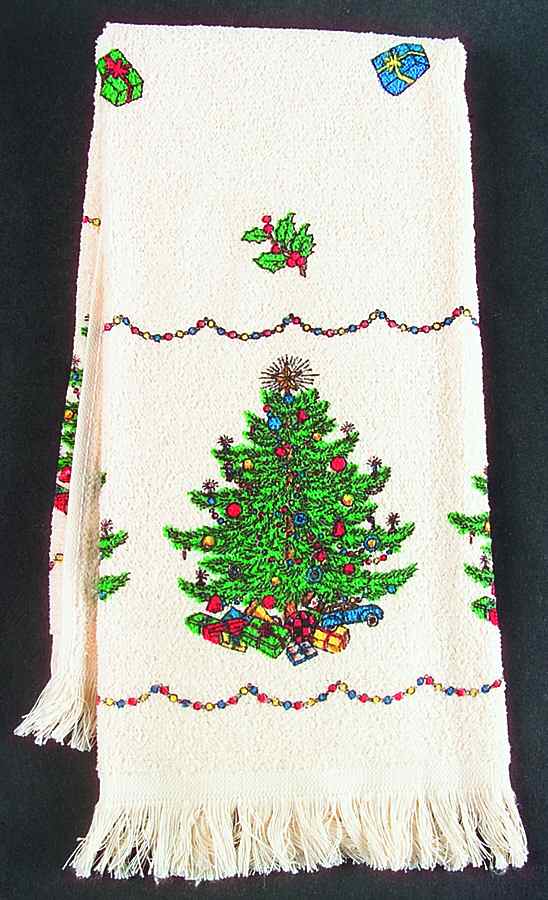 Christmas Tree (Wide Green Band) Cloth Dish Towel by Cuthbertson-1