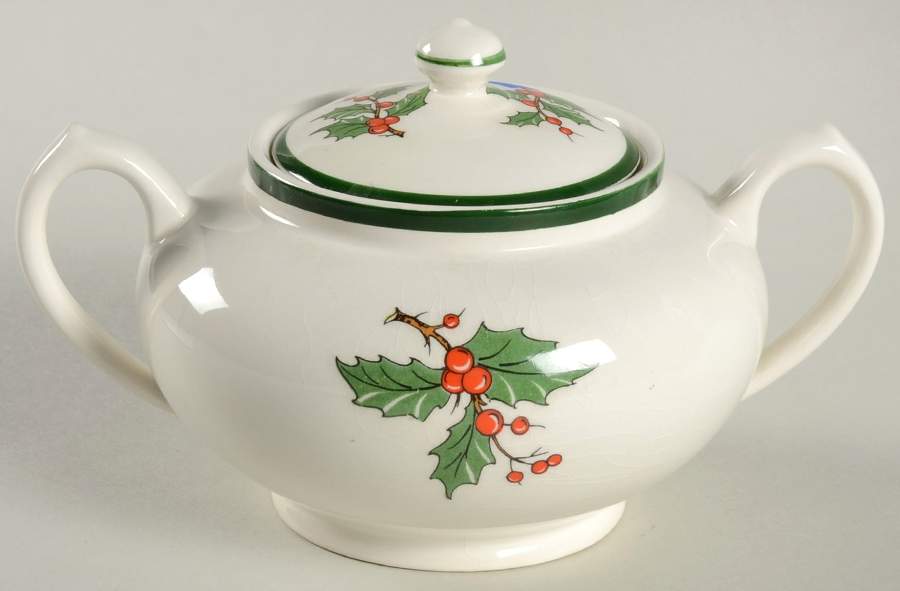 Christmas Tree (Wide Green Band) Sugar Bowl & Lid by Cuthbertson-1
