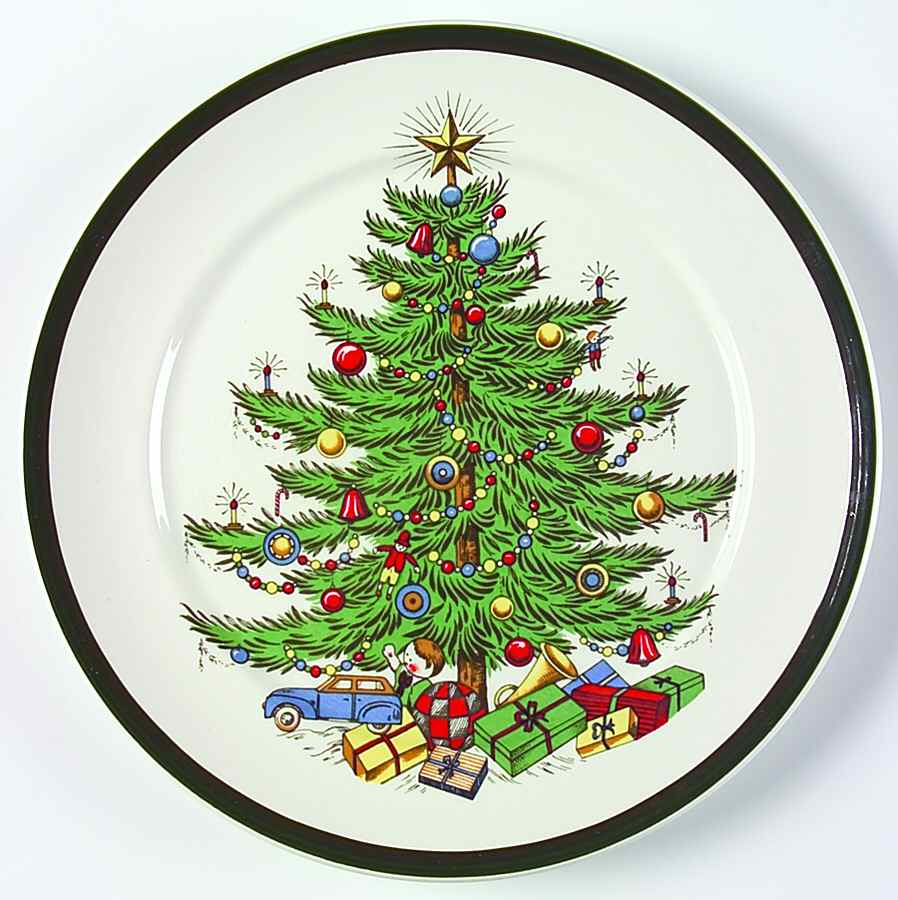 Christmas Tree (Wide Green Band) Salad Plate by Cuthbertson-1