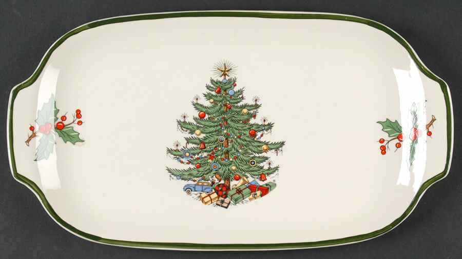 Christmas Tree (Wide Green Band) Hors d'Oeuvre Tray by Cuthbertson-1