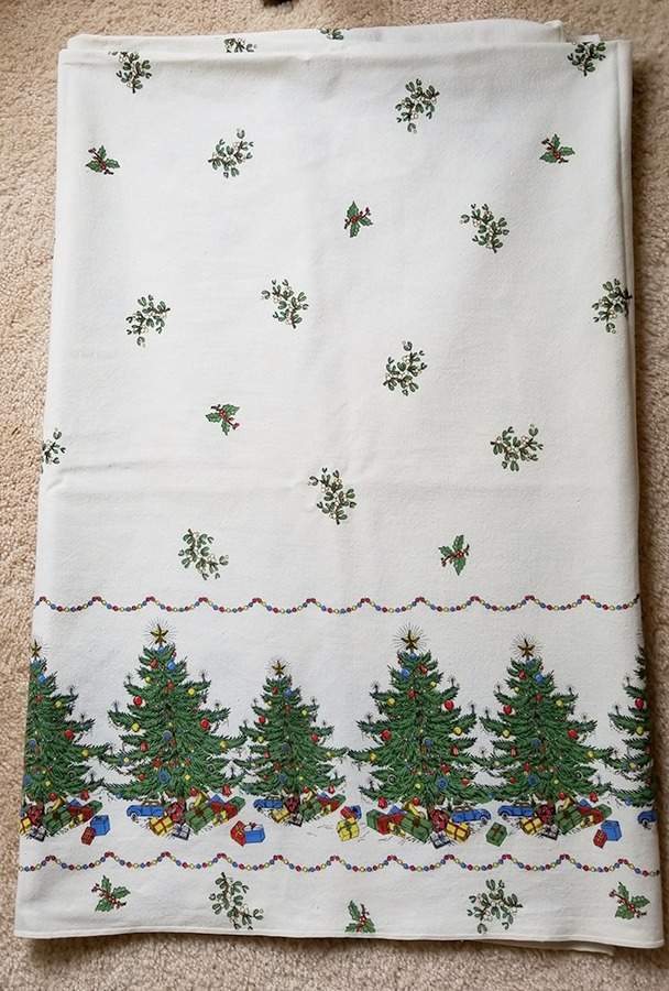 Christmas Tree (Wide Green Band) 60" X 82" Rectangular Tablecloth by Cuthbertson-1