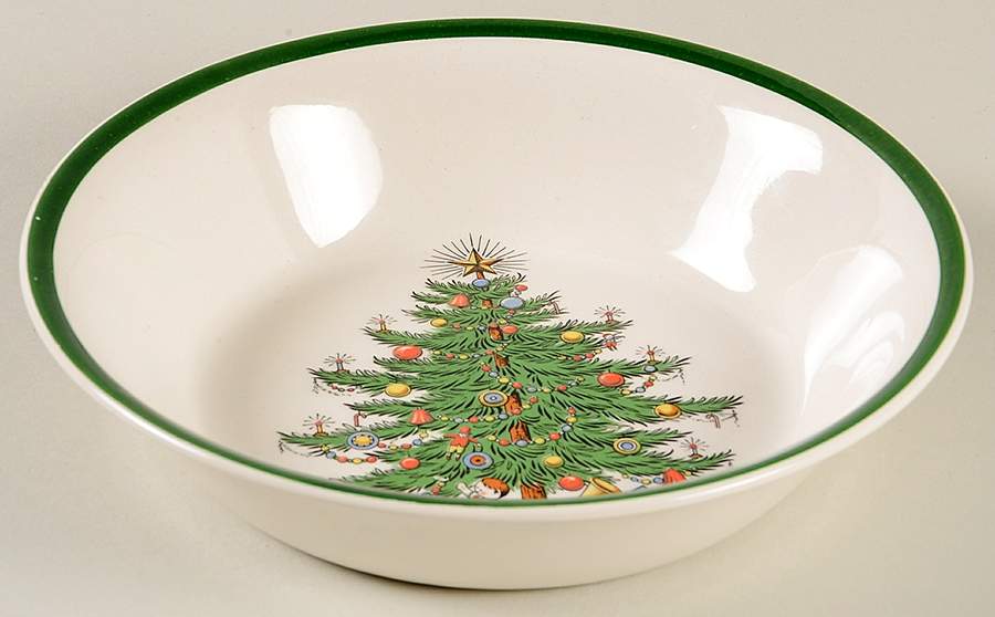 Christmas Tree (Wide Green Band) Coupe Cereal Bowl by Cuthbertson-1