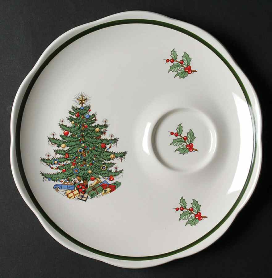 Christmas Tree (Wide Green Band) Snack Plate by Cuthbertson-1