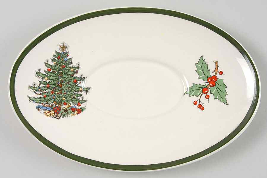 Christmas Tree (Wide Green Band) Underplate for Gravy Boat by Cuthbertson-1