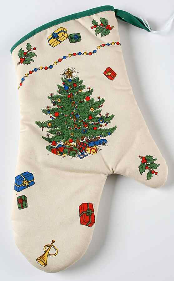 Christmas Tree (Wide Green Band) Cloth Oven Mitt by Cuthbertson-1