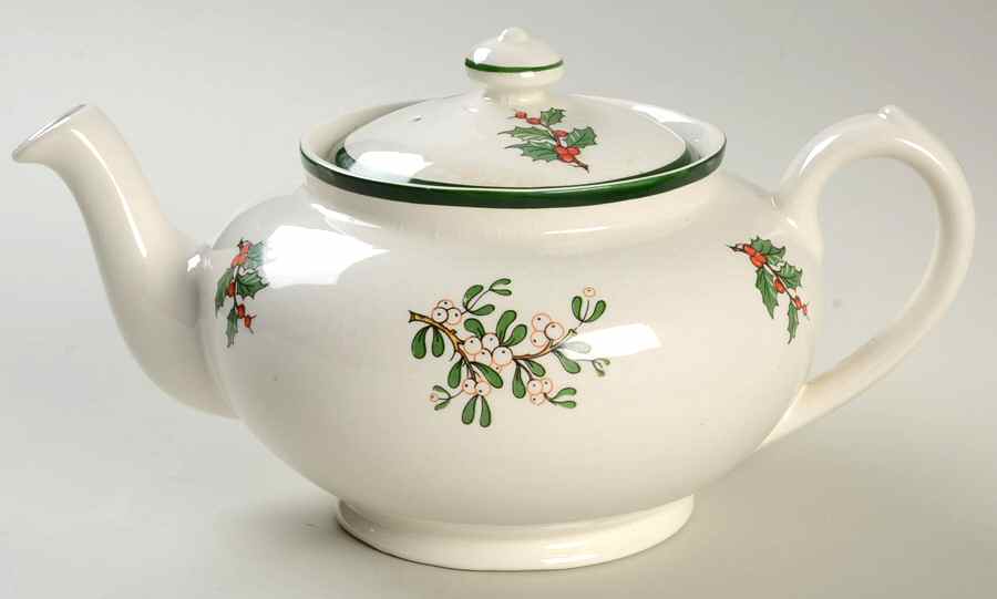 Christmas Tree (Wide Green Band) Teapot & Lid by Cuthbertson-1