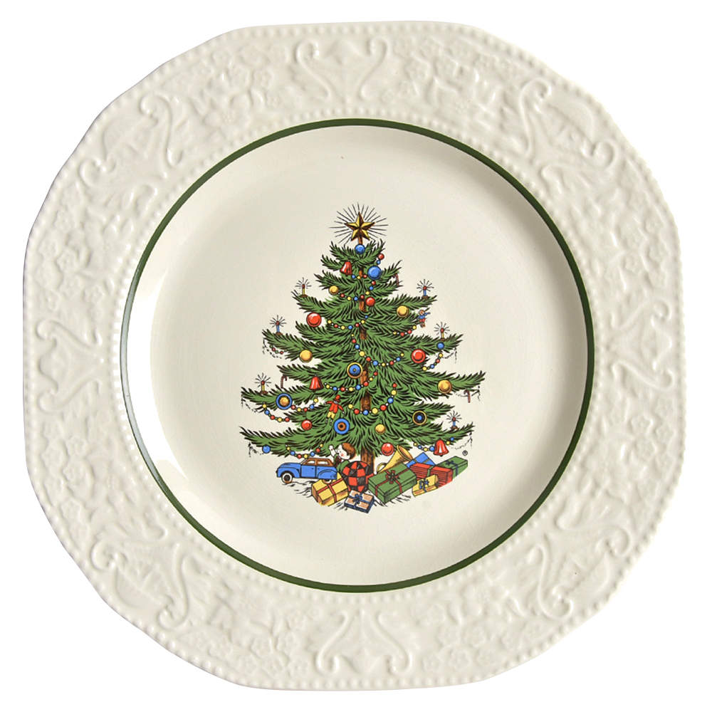 Dickens Embossed Christmas (Cream) Salad Plate by Cuthbertson-1