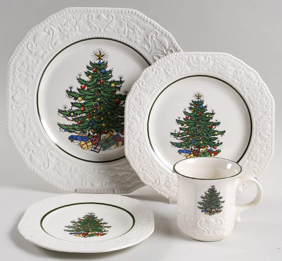 Dickens Embossed Christmas (Cream) 32  Piece Estate Set by Cuthbertson-1