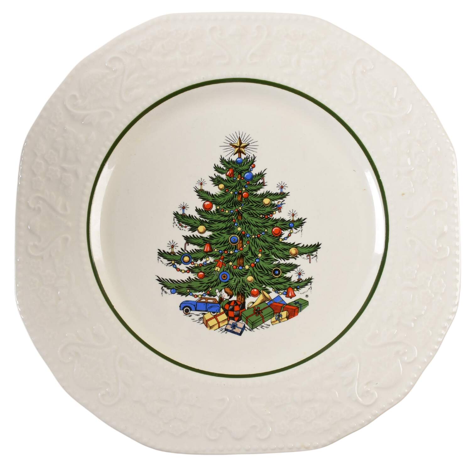 Dickens Embossed Christmas (Cream) Large Dinner Plate by Cuthbertson-1