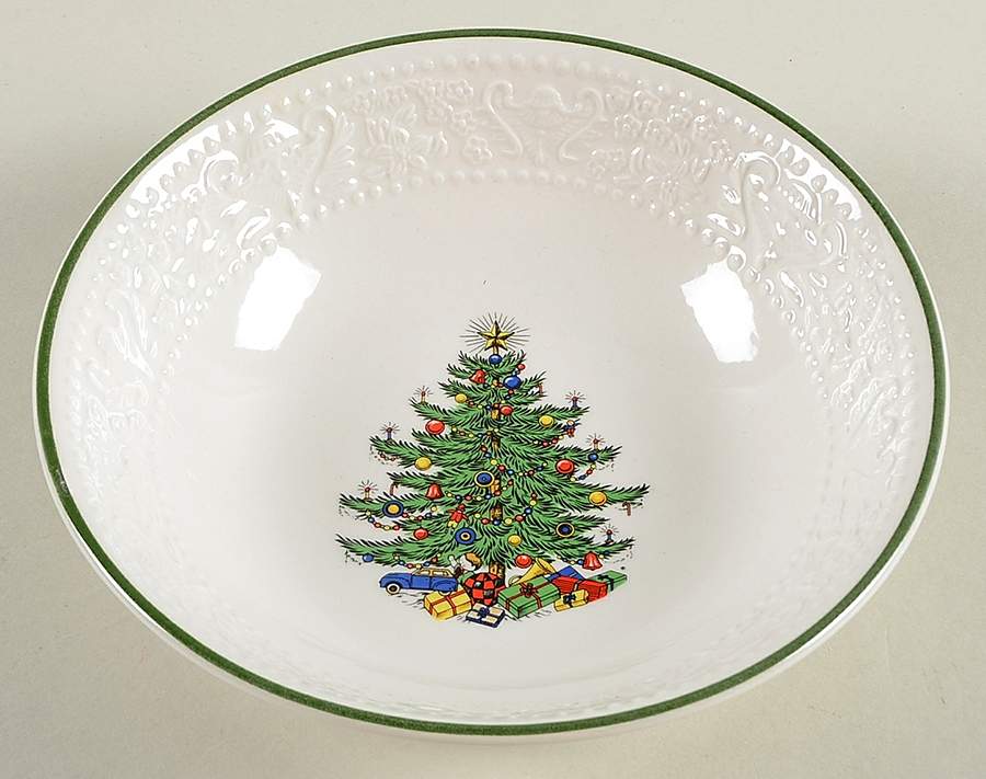 Dickens Embossed Christmas (Cream) Coupe Cereal Bowl by Cuthbertson-1