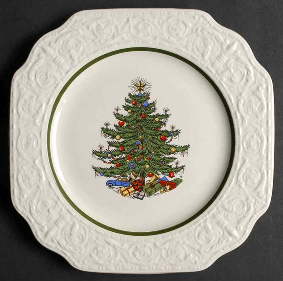 Dickens Embossed Christmas (Cream) Salad Plate by Cuthbertson-1