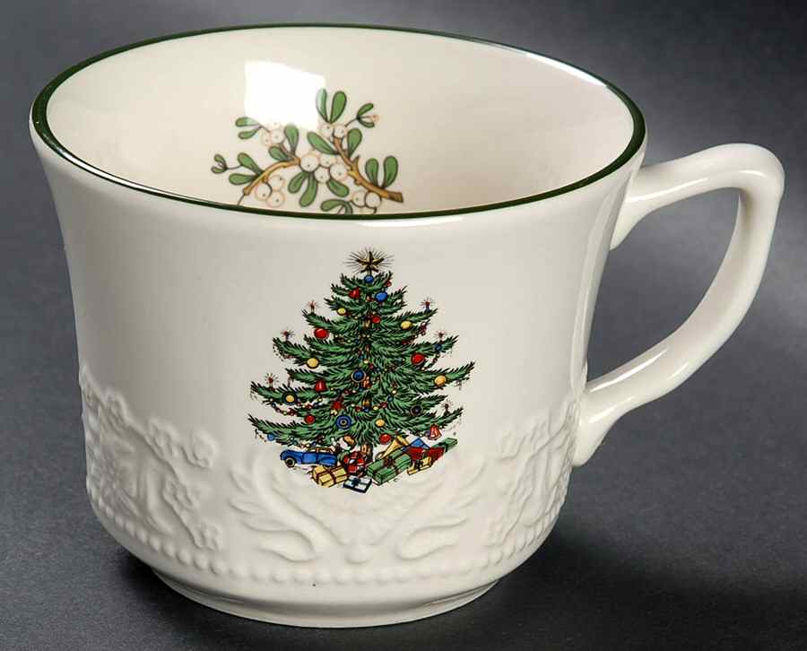 Dickens Embossed Christmas (Cream) Flat Cup by Cuthbertson-1