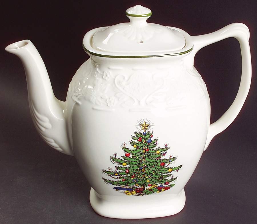 Dickens Embossed Christmas (Cream) Coffee Pot & Lid by Cuthbertson-1