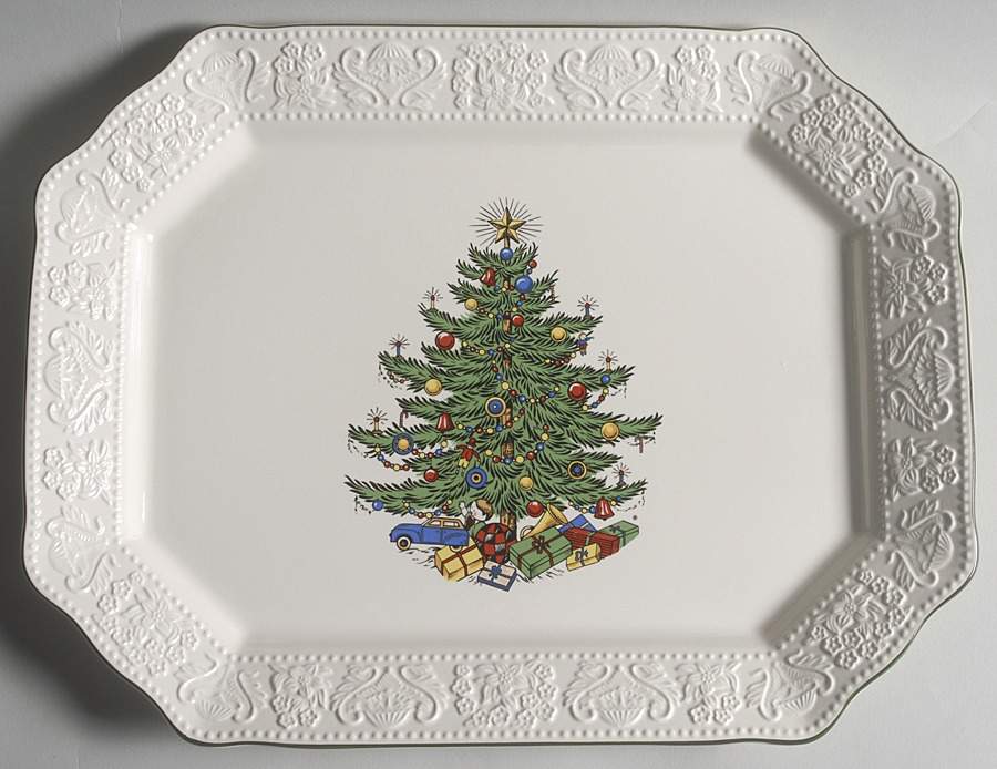 Dickens Embossed Christmas (Cream) 14" Oval Serving Platter by Cuthbertson-1