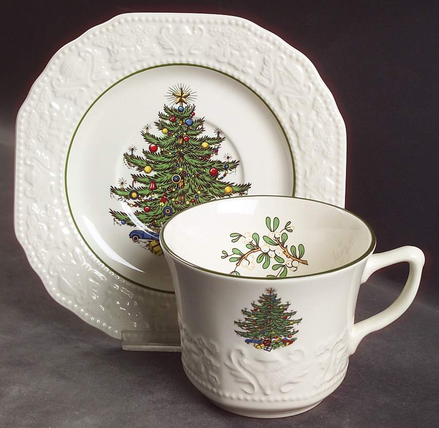 Dickens Embossed Christmas (Cream) Breakfast Cup & Saucer Set by Cuthbertson-1