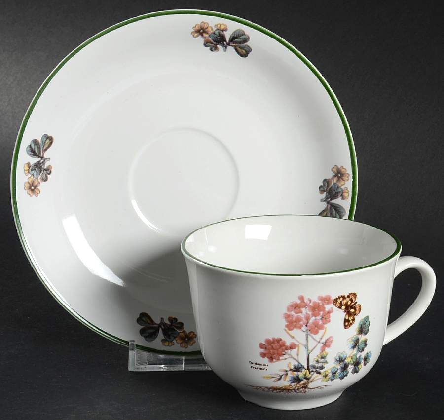 Florabunda (Smooth, Round) Flat Cup & Saucer Set by Cuthbertson-1