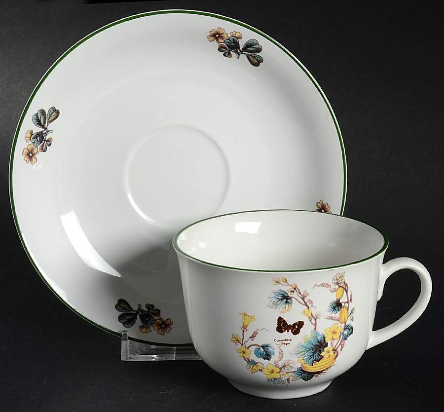 Florabunda (Smooth, Round) Flat Cup & Saucer Set by Cuthbertson-1
