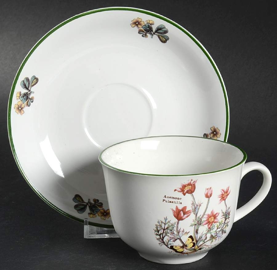 Florabunda (Smooth, Round) Flat Cup & Saucer Set by Cuthbertson-1