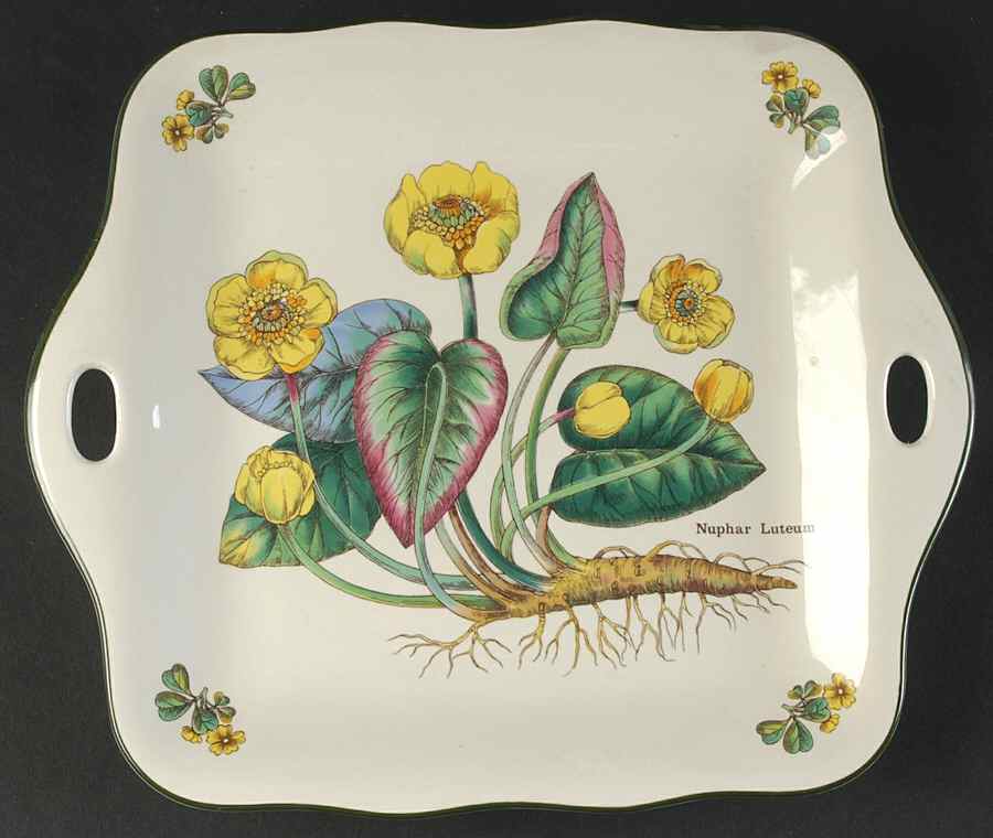 Florabunda (Smooth, Round) Square Handled Cake Plate by Cuthbertson-1