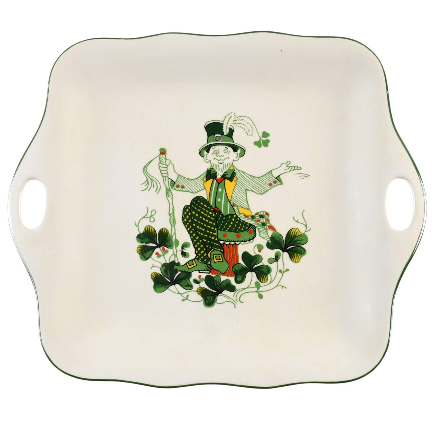 Luck O'The Irish Square Handled Cake Plate by Cuthbertson-1