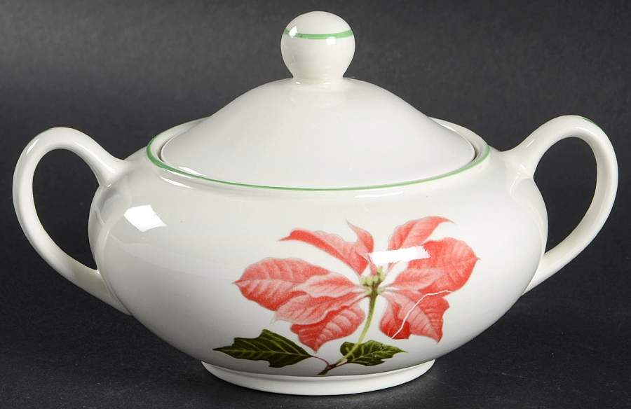 Poinsettia Sugar Bowl & Lid by Cuthbertson-1