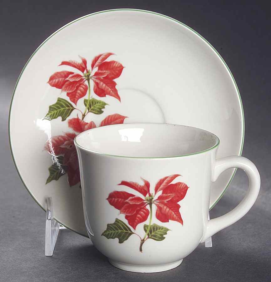 Poinsettia Flat Cup & Saucer Set by Cuthbertson-1