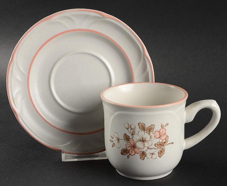 Peachwood Flat Cup & Saucer Set by Country Ware-1