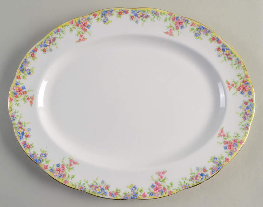 Maytime 13" Oval Serving Platter by Crown China (England)-1