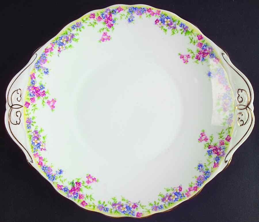 Maytime Handled Cake Plate by Crown China (England)-1