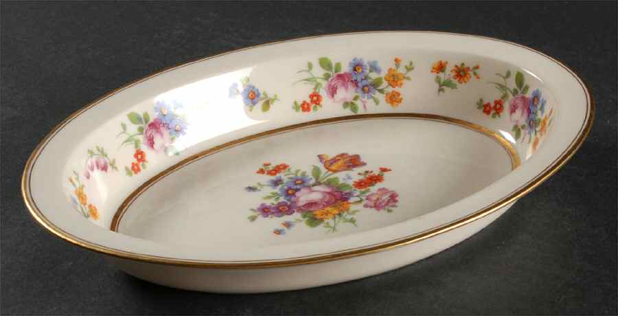 Floral Bouquet 8" Oval Vegetable Bowl by Coxon Belleek-1