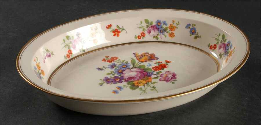 Floral Bouquet 9" Oval Vegetable Bowl by Coxon Belleek-1