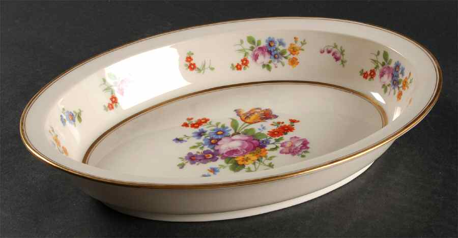 Floral Bouquet 10" Oval Vegetable Bowl by Coxon Belleek-1