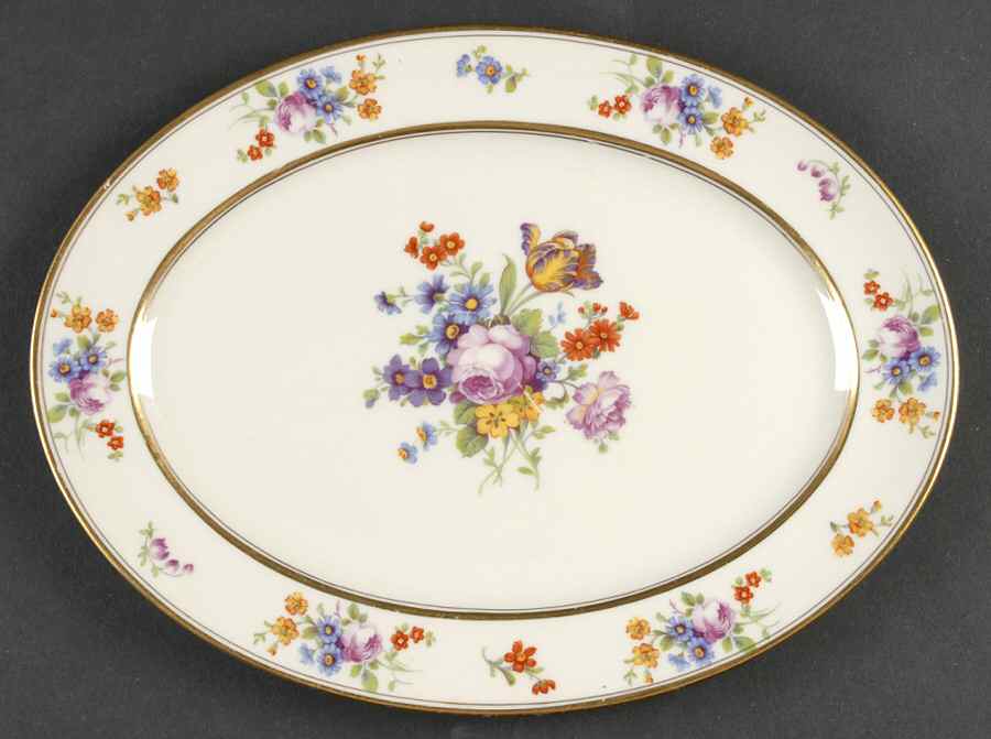 Floral Bouquet 10" Oval Serving Platter by Coxon Belleek-1